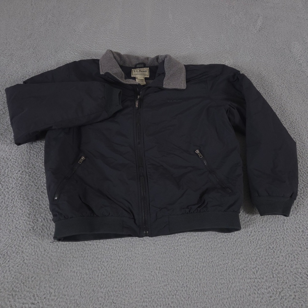 L.L. Bean Jacket Mens XL Black‎ Warm-Up Coat Fleece Lined Nylon Full Zip Outdoor